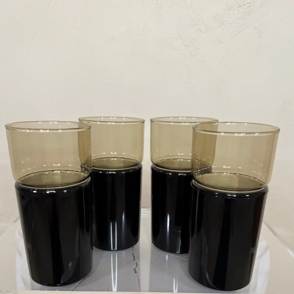 Vintage Henry & Miller Kraftware Smoke Glass Insulated Tumblers Set of 4